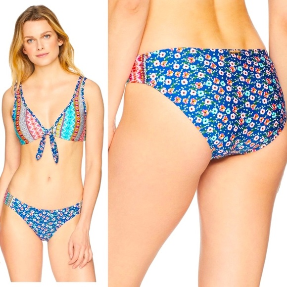 LAUNDRY BY SHELLI SEGAL FLORAL SWIMMING BIKINI Top and Bottoms Size Large - Picture 1 of 10
